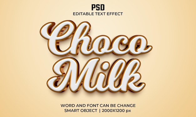 Choco milk 3d editable text effect Premium Psd with background