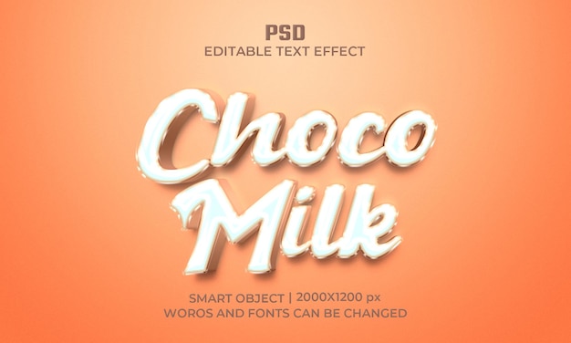 Choco milk 3d photoshop editable text effect With Background