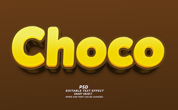 チョコ PSD 3D 編集可能なテキストエフェクト