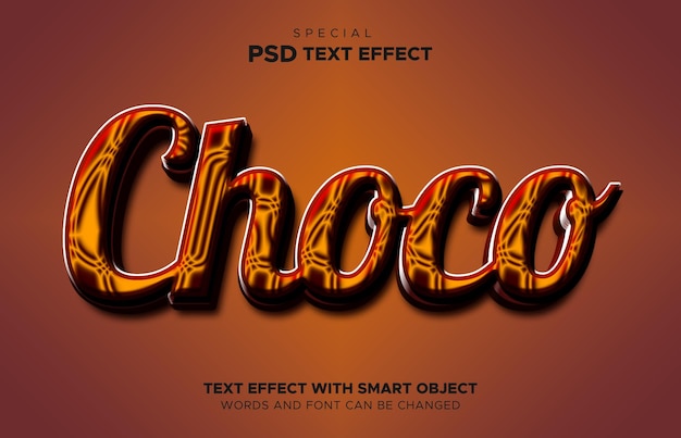 PSD oggetto intelligente modificabile effetto testo choco