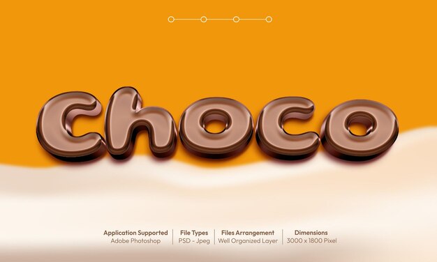 Choco text effect with 3d font style