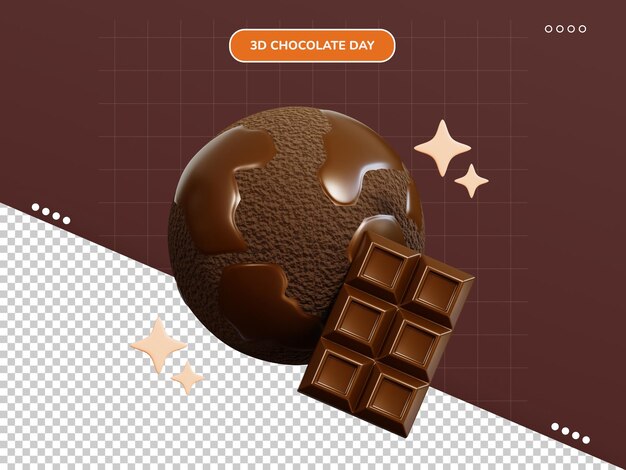 PSD chocolade aarde 3d pictogram