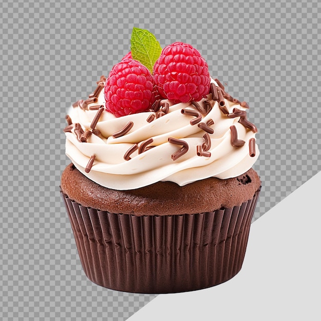 Chocolade cupcake met kersen vulling geïsoleerd op transparante achtergrond png