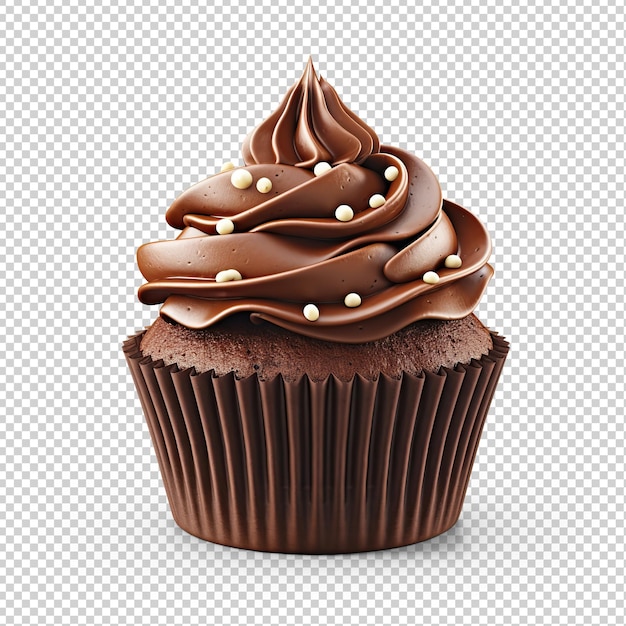 PSD chocolade cupcake uitgesneden op transparant