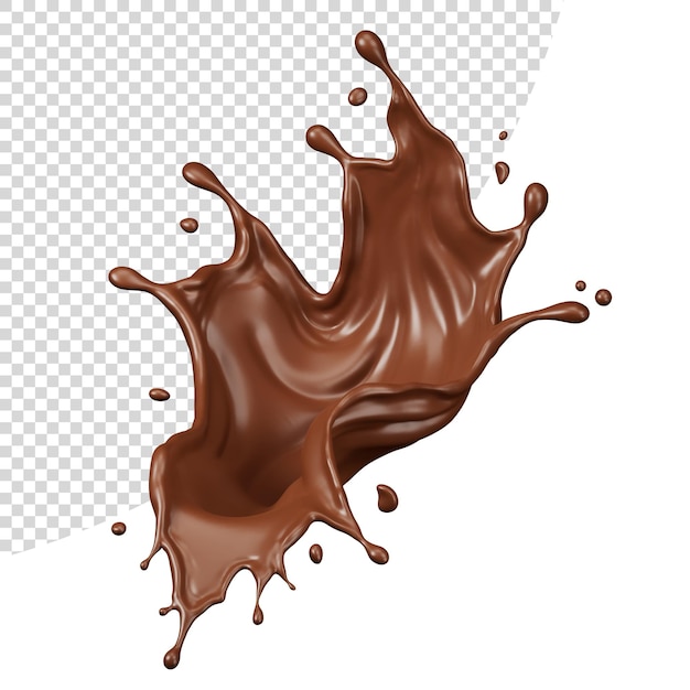 PSD chocolade geïsoleerde spatten golf 3d render illustratie