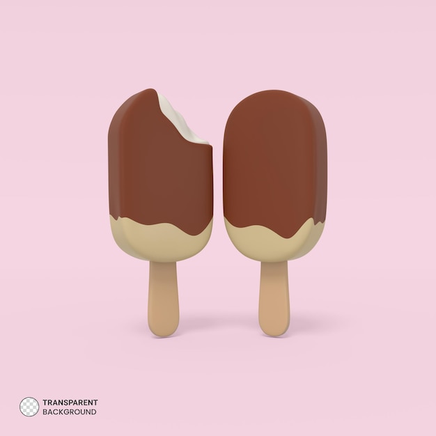 Chocolade-ijs pictogram geïsoleerd 3d render illustratie