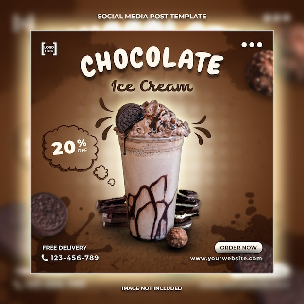 Chocolade-ijs verkoop social media postsjabloon