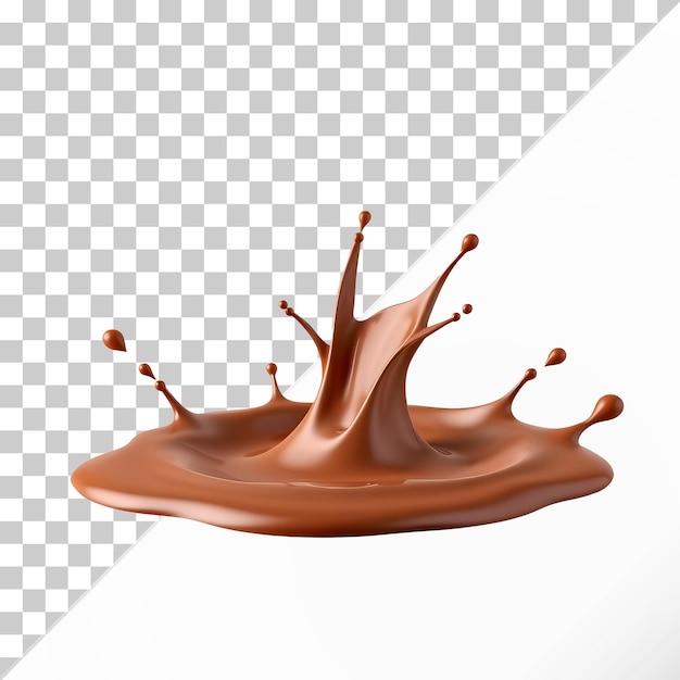 Chocolade melk splash 3d realistische doorzichtige psd