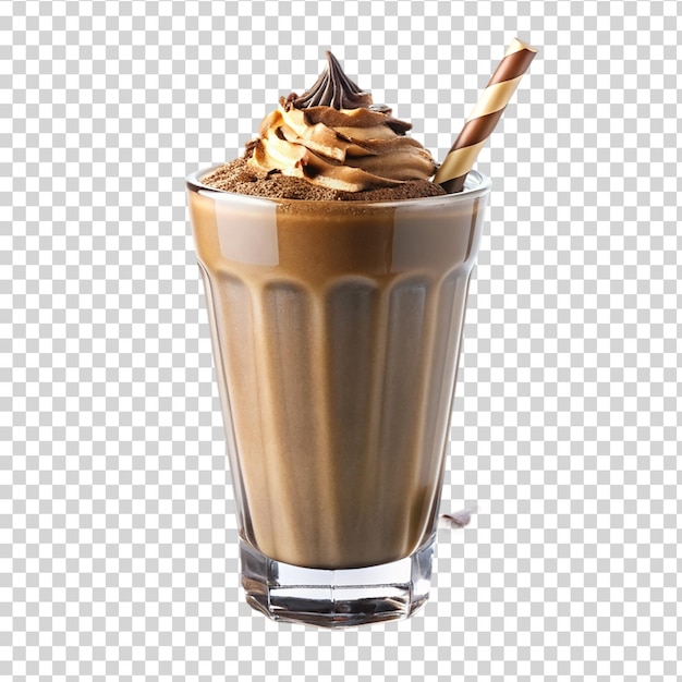 PSD chocolade milkshake een glas geïsoleerd op doorzichtige achtergrond