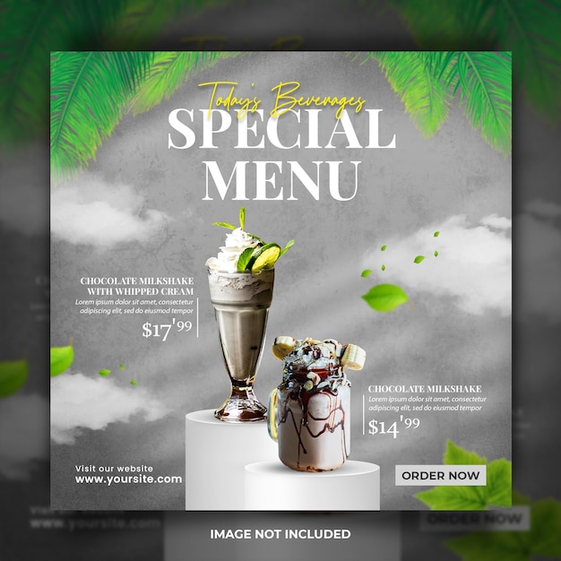 Chocolade milkshake menu instagram-postsjabloon