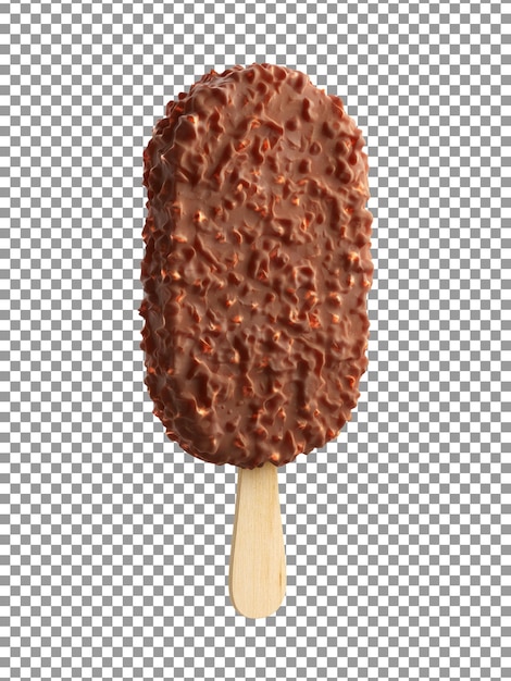 Chocolade popsicle-ijs op een stokje met transparante achtergrond