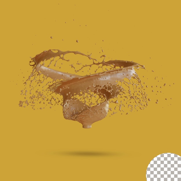 Chocolade splash 3d render afbeelding