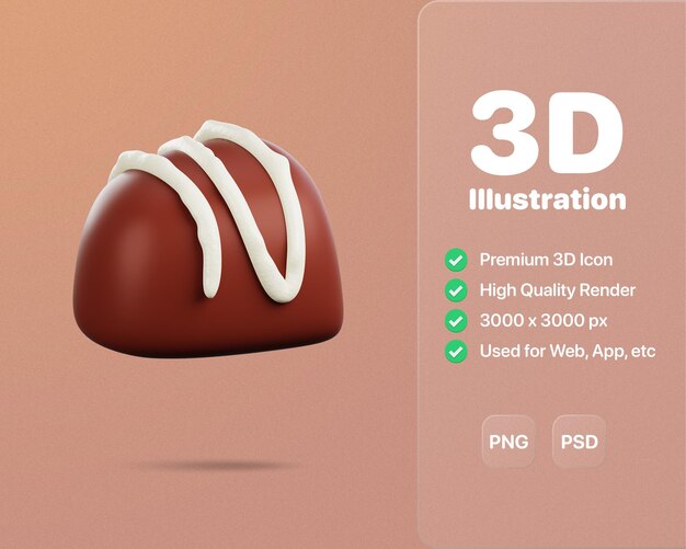 PSD chocoladebrood met roompictogram 3d illustratie