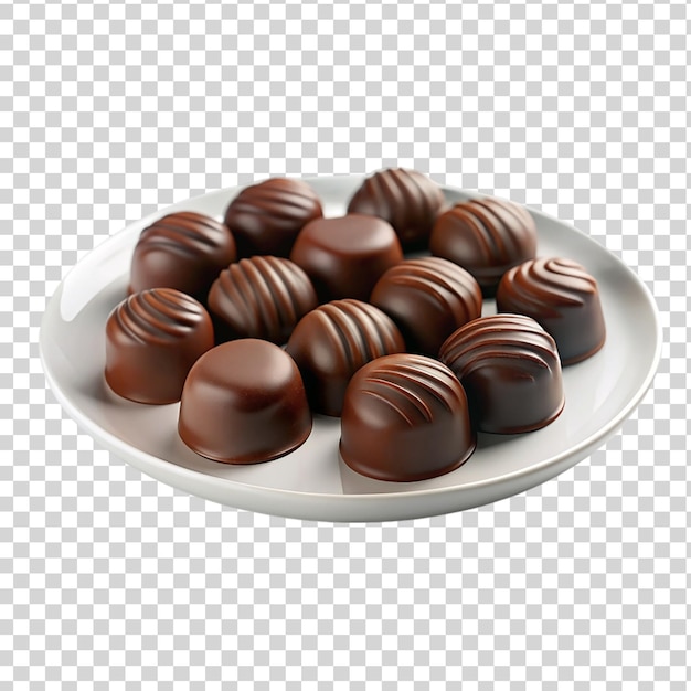 PSD chocoladekoekjes op een wit bord op een doorzichtige achtergrond