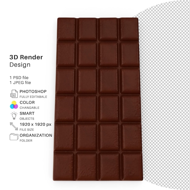 Chocoladereepstukken 3d-modellering psd-bestand realistische chocolade