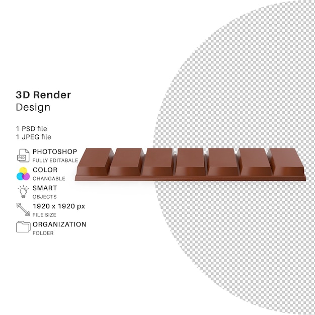 PSD chocoladereepstukken 3d-modellering psd-bestand realistische chocolade