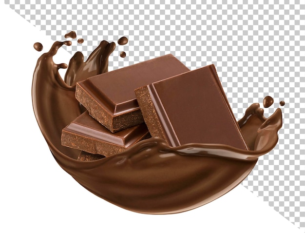 Chocoladerepen met geïsoleerde chocoladeplons