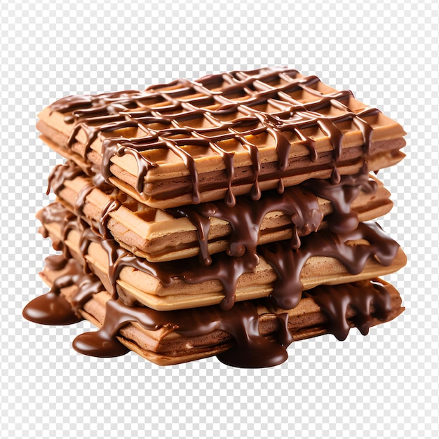 PSD chocoladewafel geïsoleerd op transparante achtergrond wafel met gesmolten chocolade generatieve ai