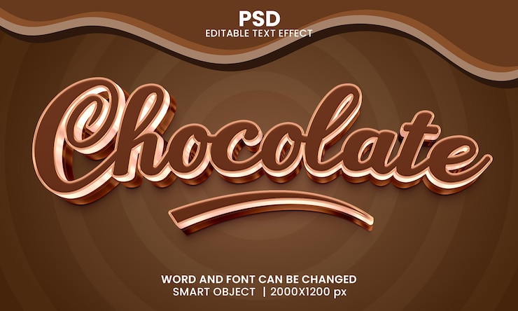 PSD chocolate 3d editable text effect premium psd with background