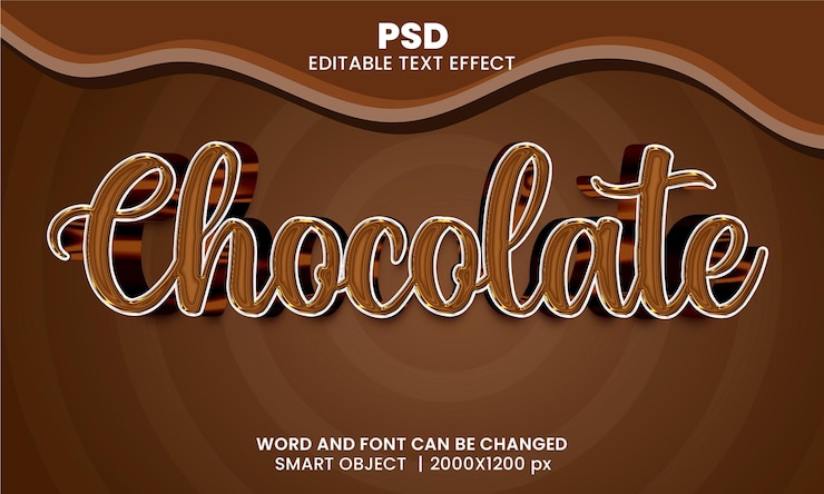 PSD chocolate 3d editable text effect premium psd with background