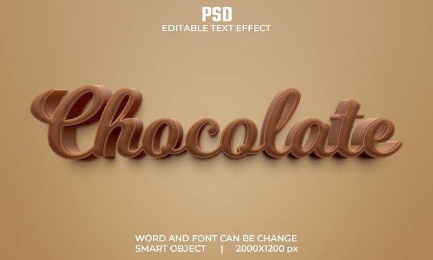 Chocolate 3d editable text effect Premium Psd with background