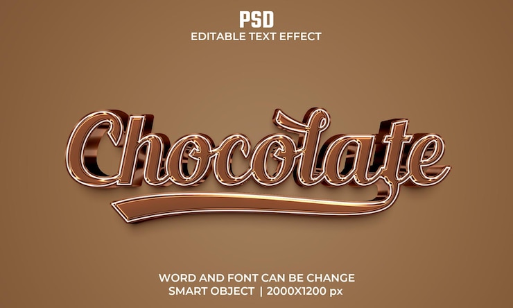 PSD chocolate 3d editable text effect premium psd with background
