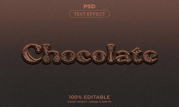 Chocolate 3d editable text effect premium psd with background