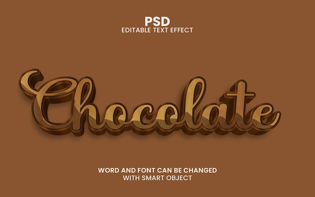 Chocolate 3d editable text effect psd with background