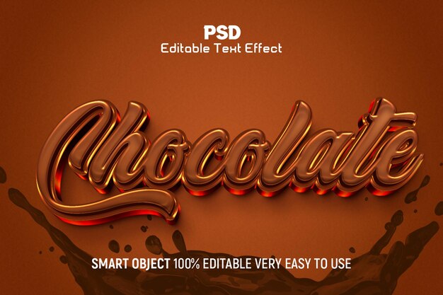 PSD chocolate 3d editable text effect style