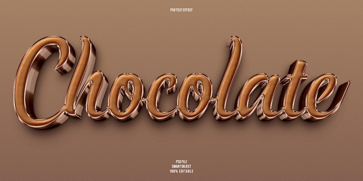 PSD chocolate 3d editable text effect