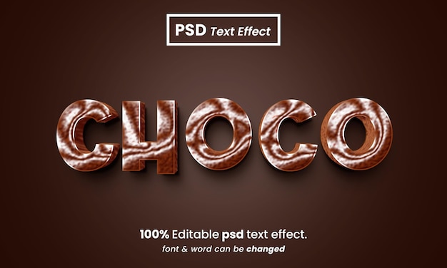 Chocolate 3d style editable psd choco text effect