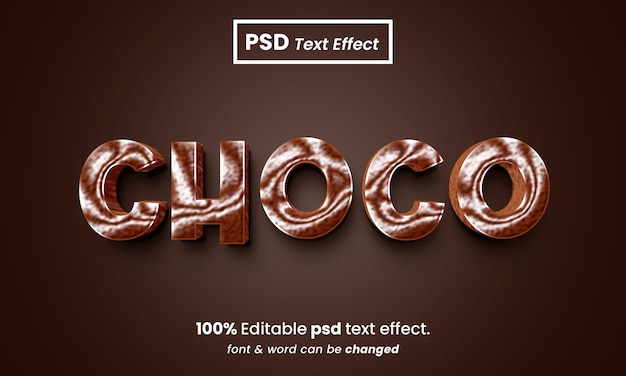 Шоколадный 3d стиль редактируемый текстовый эффект psd choco