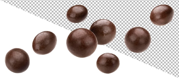 Chocolate balls heap of round chocolate dragee isolated