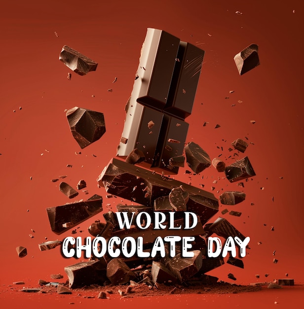 PSD chocolate bar background with chocolate day poster