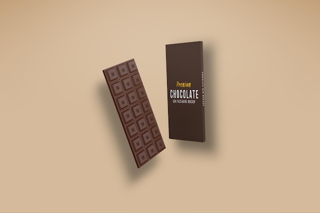 PSD chocolate bar box design presentation mockup