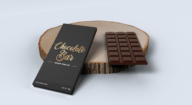 PSD mockup di scatola di barretta di cioccolato