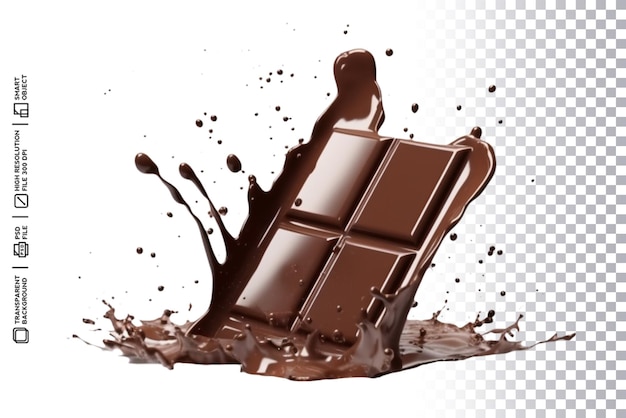 A chocolate bar is poured into a puddle of chocolate