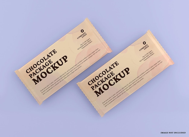 PSD 分離されたチョコレートバーパッケージのモックアップデザイン