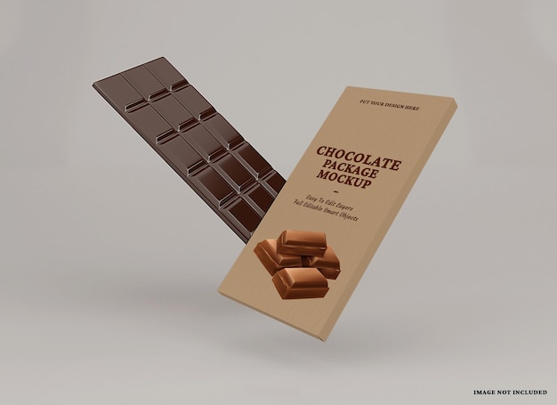 Chocolate bar package mockup design isolated