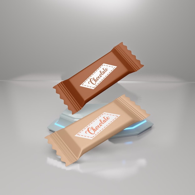 PSD mockup di confezione di barrette di cioccolato psd premium