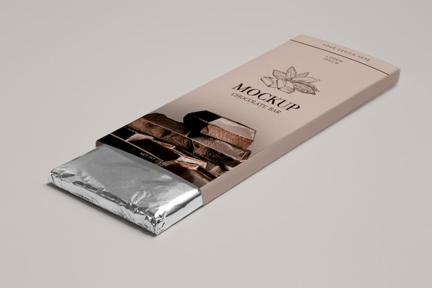 Mockup di confezionamento di barrette di cioccolato