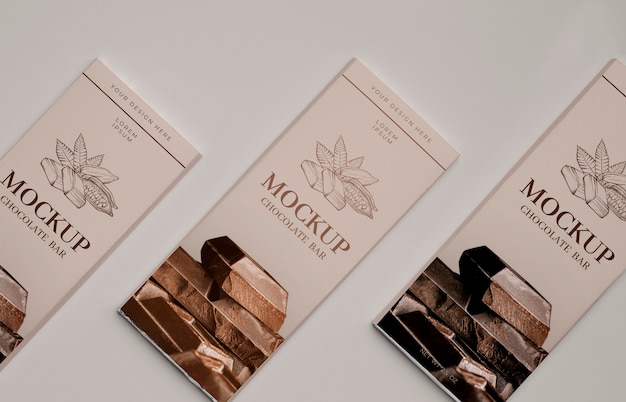 PSD mockup di confezionamento di barrette di cioccolato