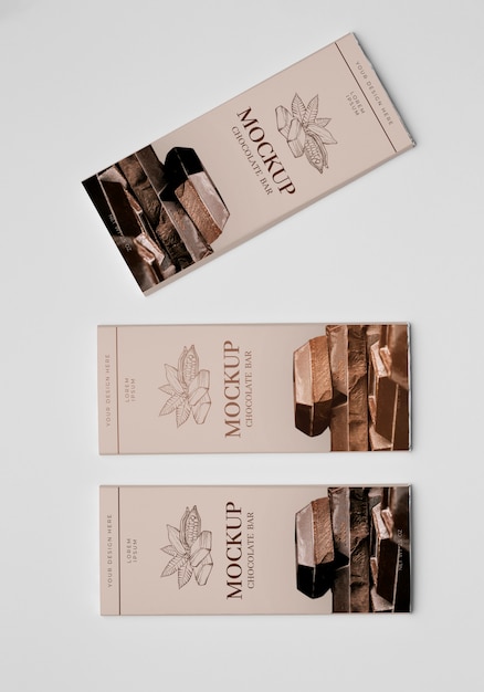 PSD mockup di confezionamento di barrette di cioccolato