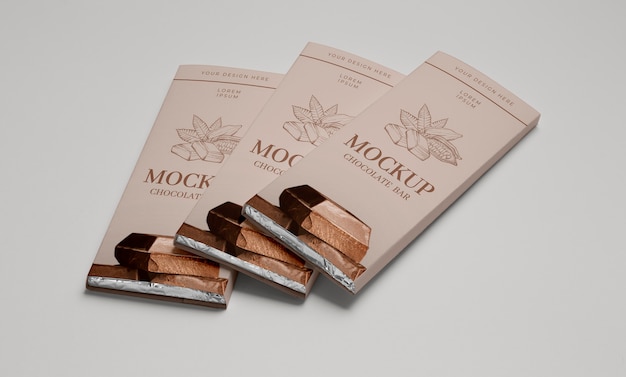 Mockup di confezionamento di barrette di cioccolato