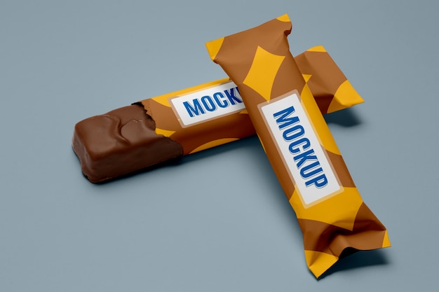 Mockup di confezionamento di barrette di cioccolato