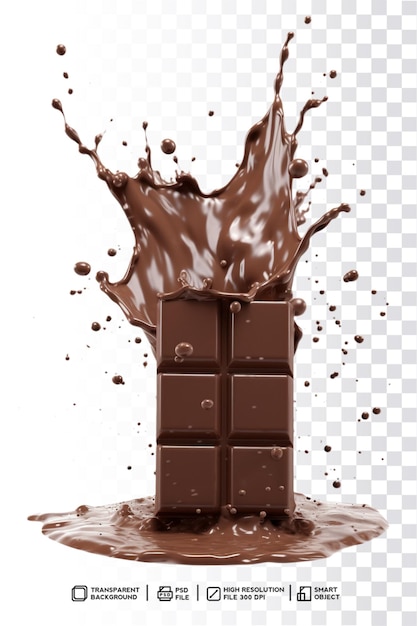 チョコレートのスプラッシュに飛び散るチョコレートバー