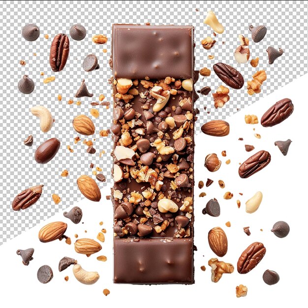 PSD a chocolate bar with nuts and nuts on it