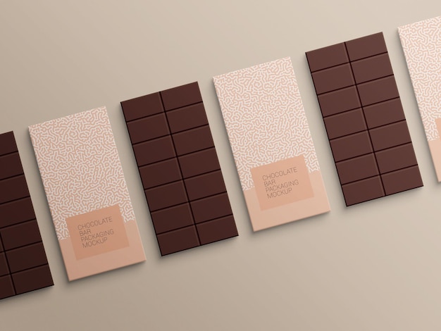 PSD progettazione di mockup di imballaggio in carta da imballaggio con barretta di cioccolato