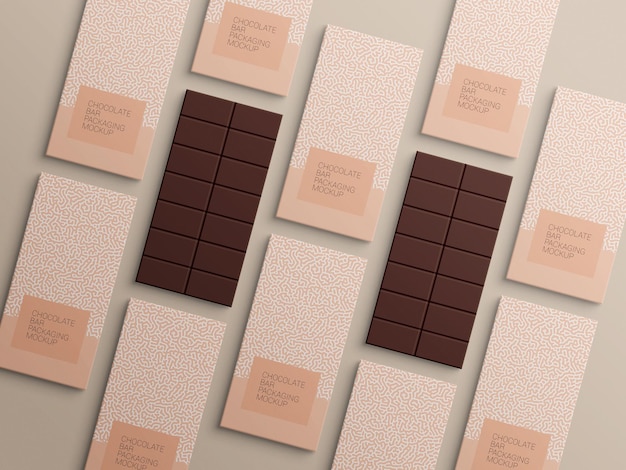 Chocolate bar wrapping paper packaging mockup design