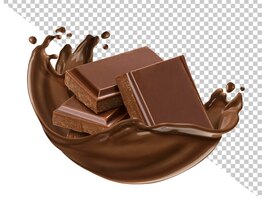 PSD Шоколадные плитки с шоколадным всплеском изолированы